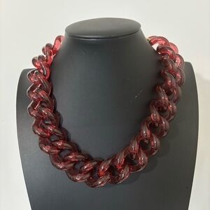 J.Crew Purple,Pink lucite chunky Chain link collar Necklace